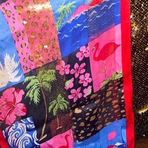 Vintage coconut girl flower silk scarf
